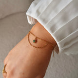 Birthstone Dainty Double Chain Bracelet