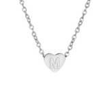 Heart Baby Initial Silver Necklace